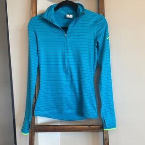 Nike Teal Striped Quarter-Zip Top